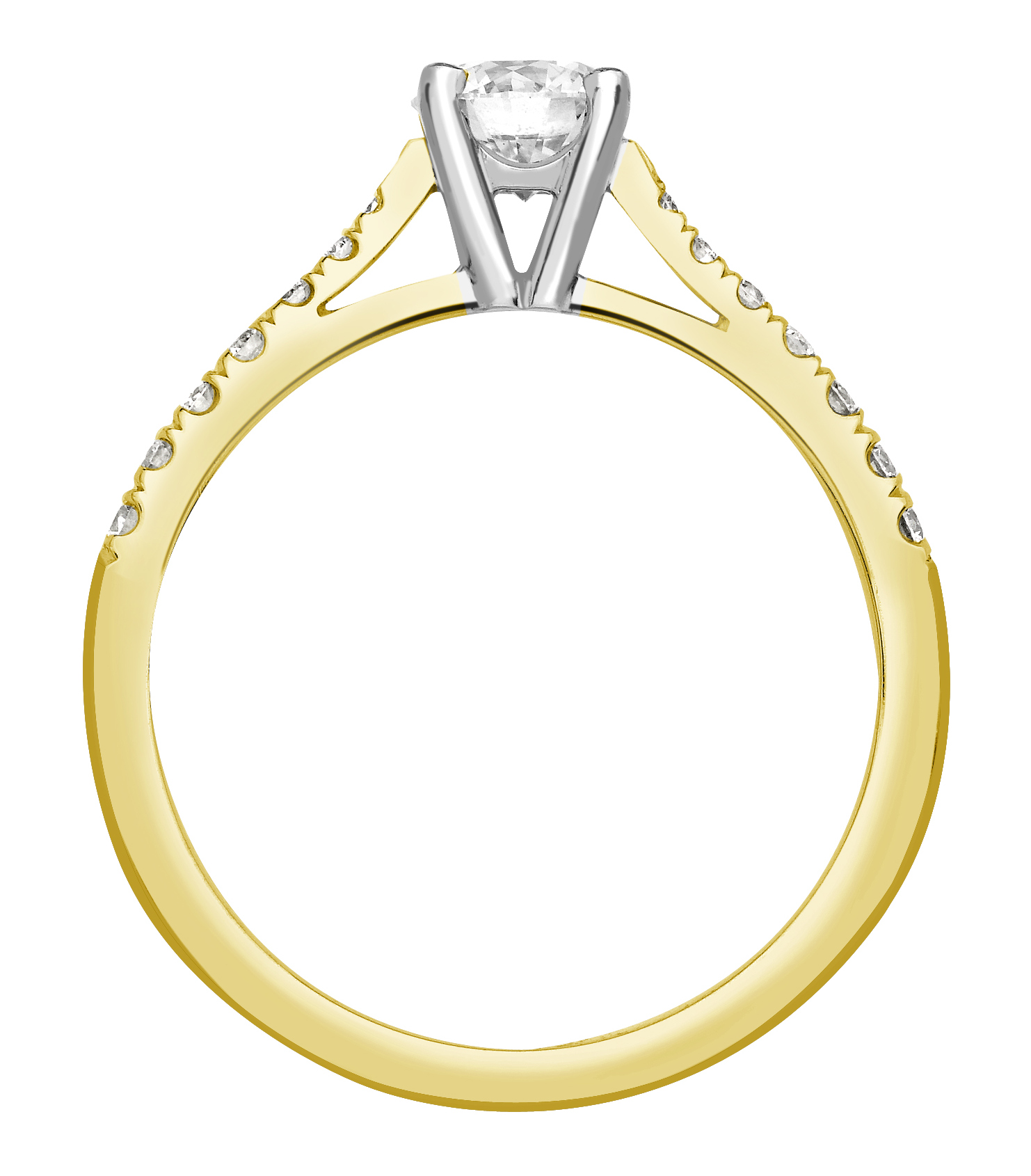 Round Yellow Gold Micro Diamond Set Engagement Ring CRC762 Image 2